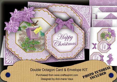 Lilac Postbox Christmas Double Octagon Card Kit