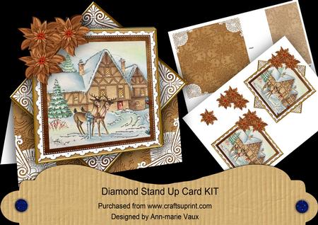 Reindeer Stop Tea Poinsettia Diamond Card Mini Kit