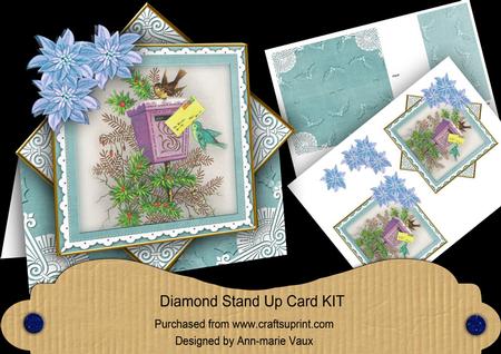Teal Postbox Poinsettia Diamond Card Mini Kit