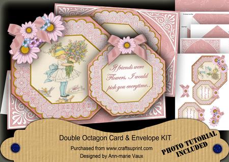 Pink Lady If Friends Were Flowers Double Octagon Card Kit