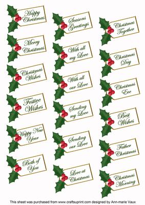 Elegant Tree Holly Star Kit Upsell Sentiment Message Labels