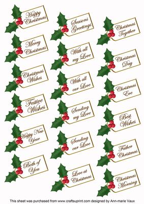 Winter Tale Holly Star Kit Upsell Sentiment Message Labels