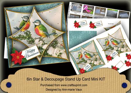 Christmas Blue Tits 3D Star Card Mini Kit