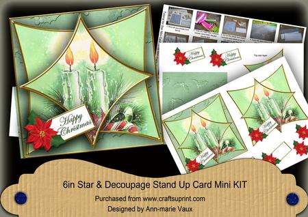 Candle Duo Green 3D Star Card Mini Kit