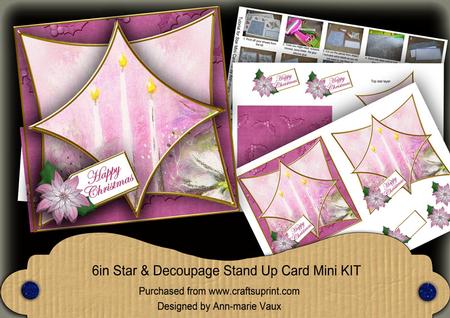 Pink Candles 3D Star Card Mini Kit