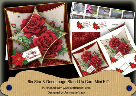 Red Roses Red 3D Star Card Mini Kit