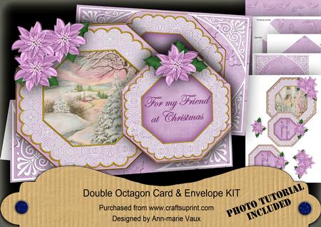 Lilac Snowscene My Friend Double Octagon Card Envelope Kit
