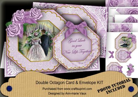 Lilac Couple Good Luck Double Octagon Card Envelope Kit