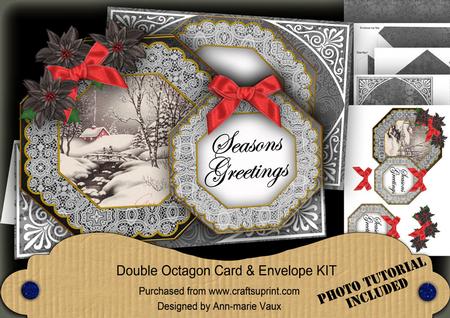 Winter Walk Seasongreetings Double Octagon Card Envelope Kit
