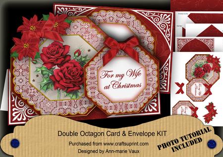 Red Rose for My Wife Double Octagon Card Envelope Kit