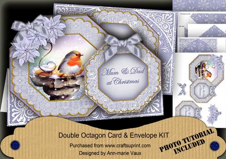 Blue Robin Mum & Dad Double Octagon Card Envelope Kit