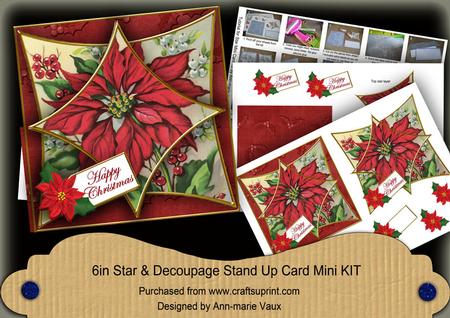 Red Poinsettia 3D Star Card Mini Kit