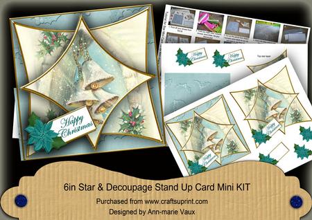Snowbells Teal 3D Star Card Mini Kit