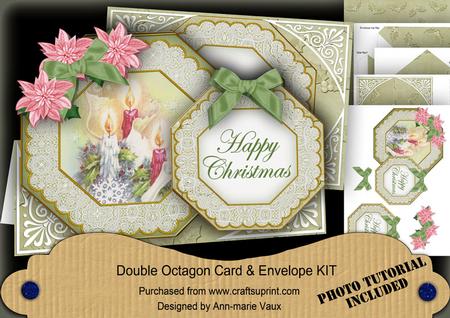 Candle Trio Happy Christmas Double Octagon Card Kit
