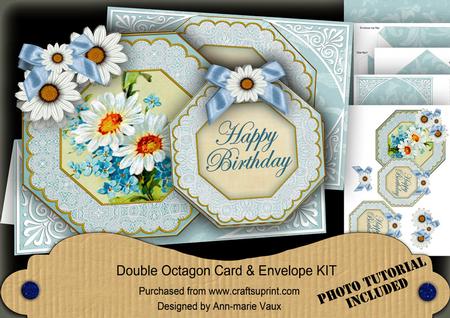 Blue Daisy Happy Birthday Double Octagon Card Kit