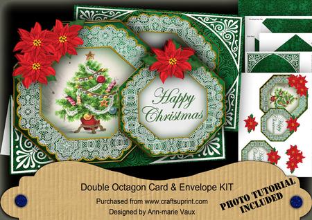 Elegant Treegr Happy Christmas Double Octagon Card Kit
