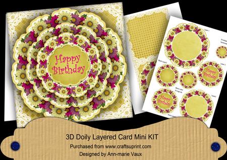 Lemon Daisy Happy Birthday 3D Doily Card Mini Kit
