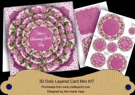 Cerise Forgetmeknot Blooming Good Day 3D Doily Card Mini Kit