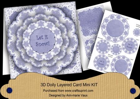 Blue Snowflake Let It Snow 3D Doily Card Mini Kit