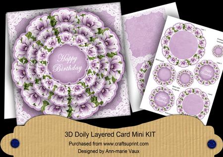 Lilac Magnolia Happy Birthday 3D Doily Card Mini Kit
