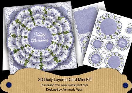 Blue Magnolia Happy Birthday 3D Doily Card Mini Kit