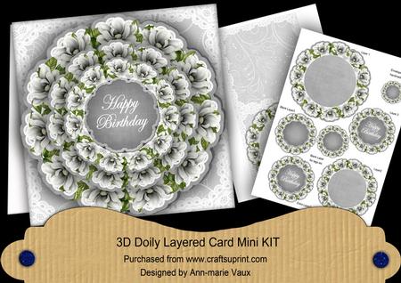 Silver Magnolia Happy Birthday 3D Doily Card Mini Kit