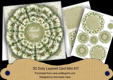 Olive Magnolia Thank You 3D Doily Card Mini Kit