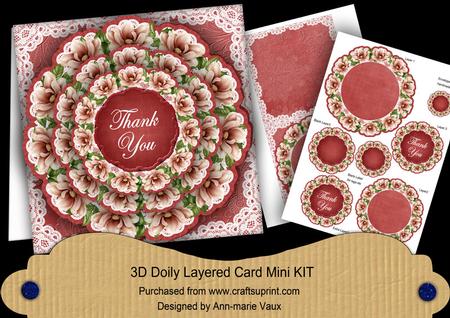 Red Magnolia Thank You 3D Doily Card Mini Kit