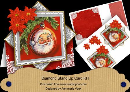 Santa Bauble Red 3D Diamond Card Mini Kit