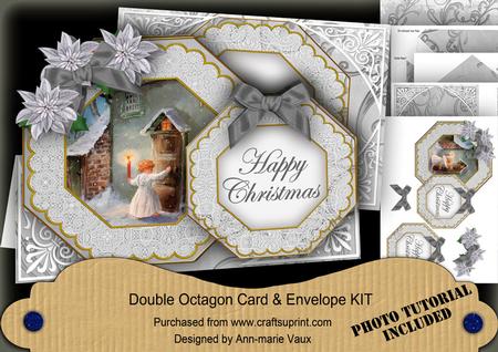 Choirboy Knocking Happy Christmas Double Octagon Card Kit