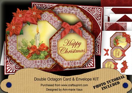 Single Candle Happy Christmas Double Octagon Card Kit