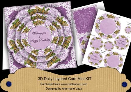 Lilac Roses Birthday 3D Doily Card Mini Kit