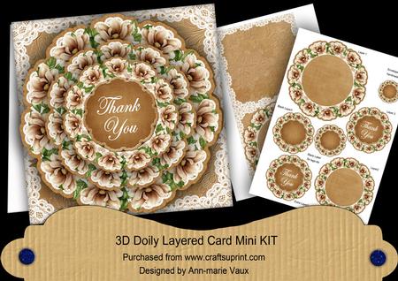 Vintage Tea Magnolia Thank You 3D Doily Card Mini Kit