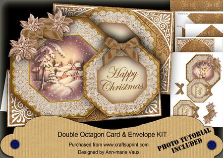 Snowy Village Happy Christmas Double Octagon Card Kit