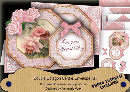 Pink Roses Special Day Double Octagon Card Kit