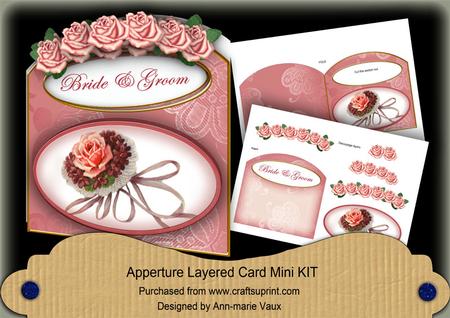 Rose Bouquet Bride & Groom Aperture Decoupage Card Mini Kit