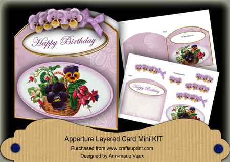 Pansy Basket Happy Birthday Aperture Decoupage Card Mini Kit