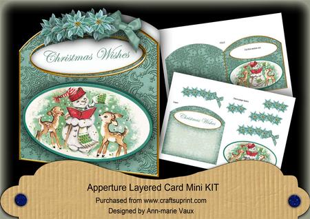 Snowmen Christmas Wishes Aperture Decoupage Card Mini Kit