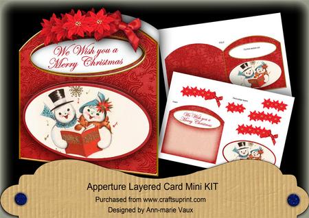 Snowmen We Wish You A -  Aperture Decoupage Card Mini Kit