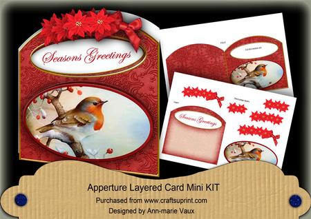 Red Robin Seasons Greetings Aperture Decoupage Card Mini Kit