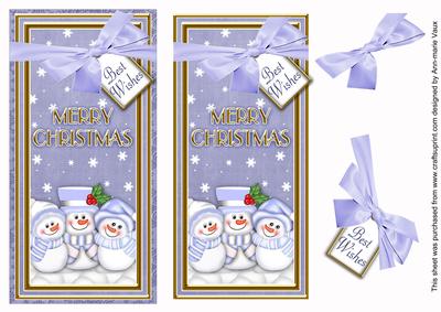 Blue Snowmen Merry Christmas Dl Top Down Topper