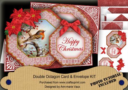 Red Robin Happy Christmas Double Octagon Card Kit