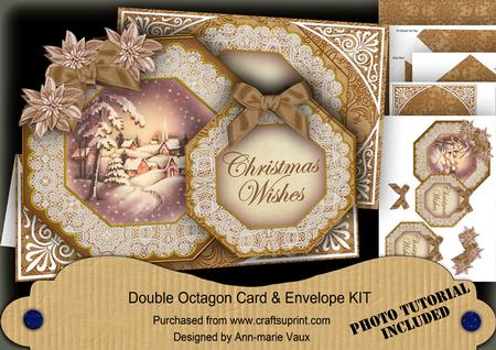 Snowy Village Christmas Wishes Double Octagon Card Kit