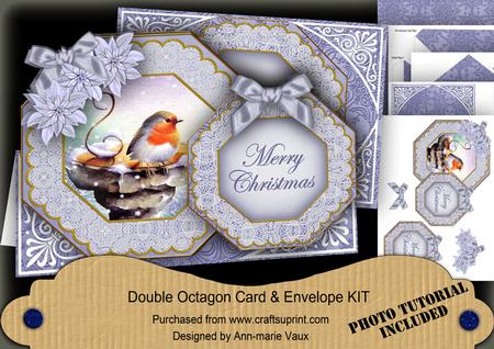 Blue Robin Merry Christmas Double Octagon Card Kit