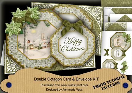 Winter Pub Happy Christmas Double Octagon Card Kit