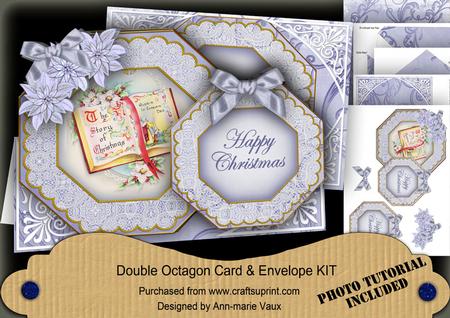 Glory Book Blue Happy Christmas Double Octagon Card Kit