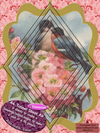 Vintage Love Birds A4 Diamond Tunnel Topper Kit