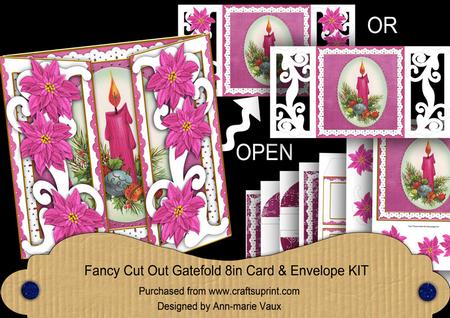 Cerise Candle Fancy Swirl Gatefold Card & Envelope Kit