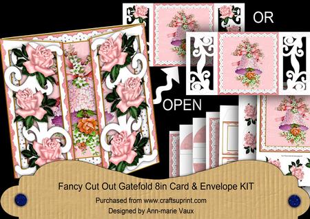 Wedding Bell Pink Fancy Swirl Gatefold Card & E Kit