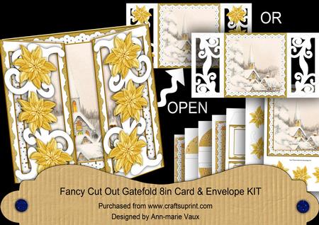 Ice Church Gold Fancy Swirl Gatefold Card & E Kit